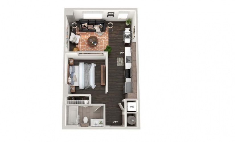 S1 - Studio floorplan layout with 1 bathroom and 588 square feet S1 - Studio floorplan layout with 1 bathroom and 588 square feet