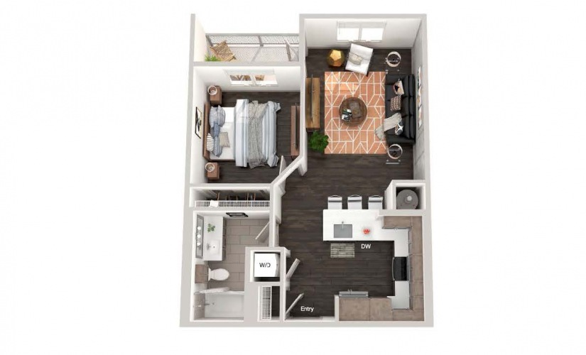 A1 - 1 bedroom floorplan layout with 1 bathroom and 674 square feet A1 - 1 bedroom floorplan layout with 1 bathroom and 674 square feet