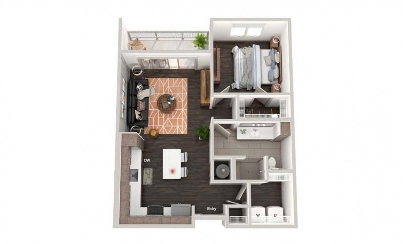 A2 - 1 bedroom floorplan layout with 1 bathroom and 713 square feet A2 - 1 bedroom floorplan layout with 1 bathroom and 713 square feet