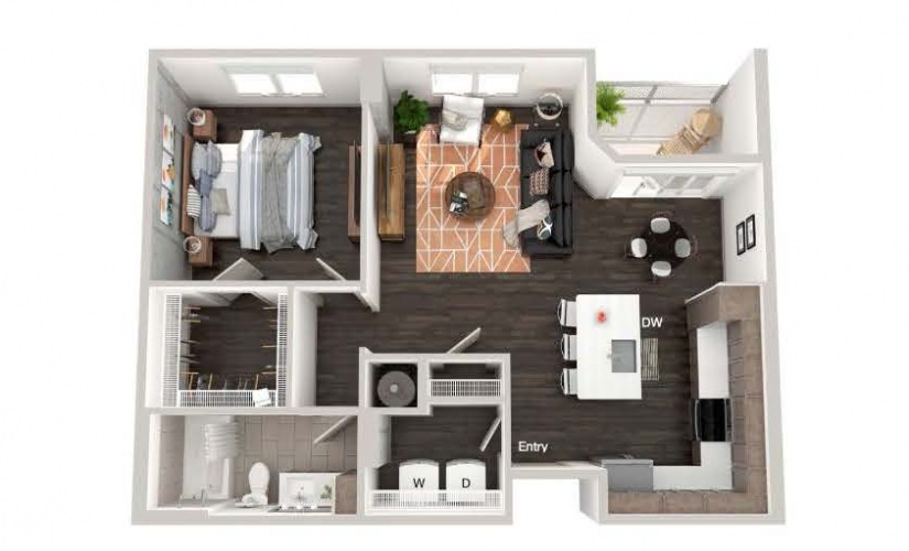 A3 - 1 bedroom floorplan layout with 1 bathroom and 818 square feet A3 - 1 bedroom floorplan layout with 1 bathroom and 818 square feet