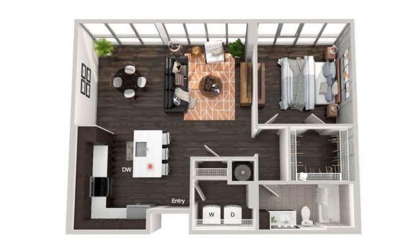 A3.a - 1 bedroom floorplan layout with 1 bathroom and 873 square feet A3.a - 1 bedroom floorplan layout with 1 bathroom and 873 square feet