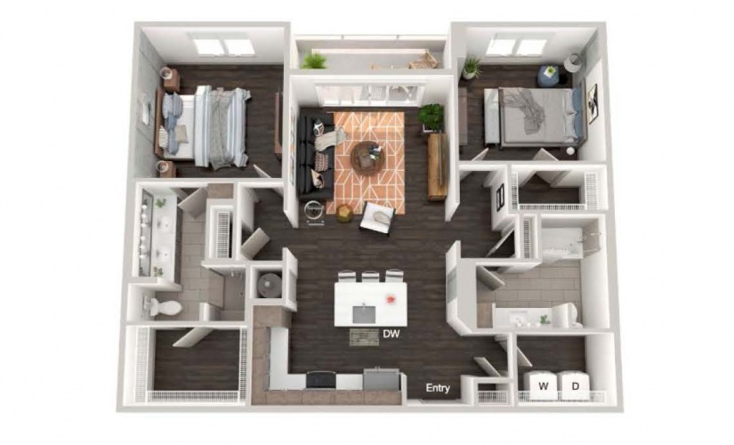 B2 - 2 bedroom floorplan layout with 2 bathrooms and 1127 square feet B2 - 2 bedroom floorplan layout with 2 bathrooms and 1127 square feet