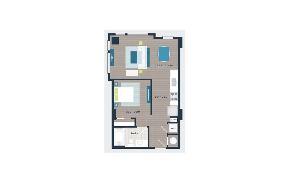 A101b - Studio floorplan layout with 1 bath and 613 square feet. A101b - Studio floorplan layout with 1 bath and 613 square feet.